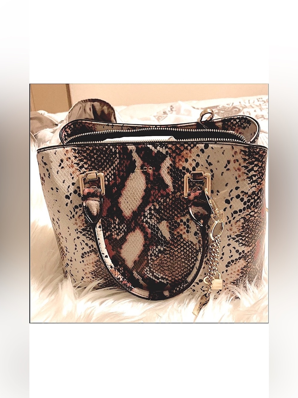 ✨New 👜 Aldo Legoiri Snake Print Gold Hardware Satchel Crossbody✨